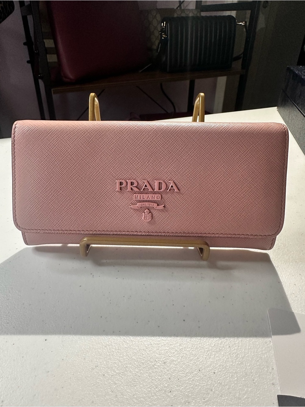 Prada Dusty Pink Saffiano Leather Continental Wallet